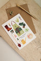 Birthday greeting card Plant Hero by All the Ways to Say with gardening tools, plants, and apron illustration. Illustrated birthday card with kraft envelope.