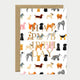 Greeting card with dog illustrations and 'Happy Birthday' text on a white background