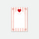 All the Ways to Say Pink Stripes Notepad A6 with pink and white stripes, red heart, and 50 pages of high-quality writing paper.