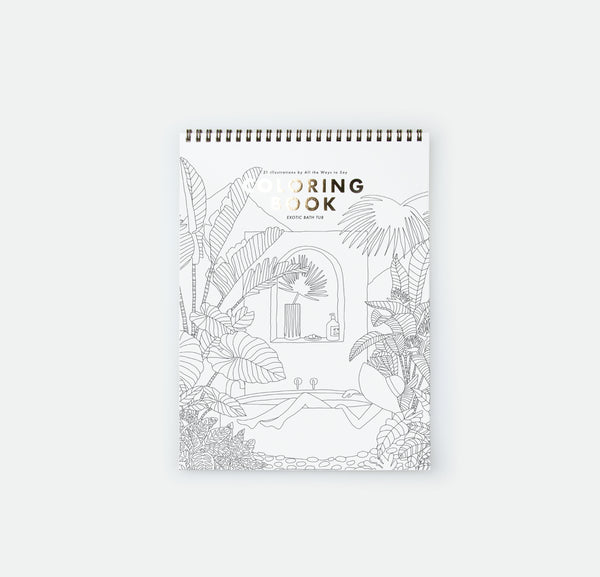 exotic bathtub coloring book by All The Ways To Say tropical relaxation adult coloring pages