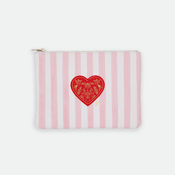 pink stripes pouch bag red heart by All The Ways To Say