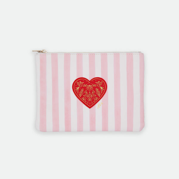 pink stripes pouch bag red heart by All The Ways To Say