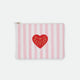 pink stripes pouch bag red heart by All The Ways To Say