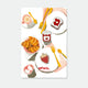 Jam Lover enamel pin set by All the Ways to Say featuring toast with heart, jam jar and strawberry, gold-plated details on illustrated breakfast background.