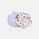 Parma Stamps scrunchie duo by All the Ways to Say featuring lavender scrunchie and stamp-pattern scrunchie, made from 100% recycled polyester.