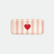Rectangular coffee tray with pink vertical stripes and a red heart in the center, Pink Stripes by All the Ways to Say