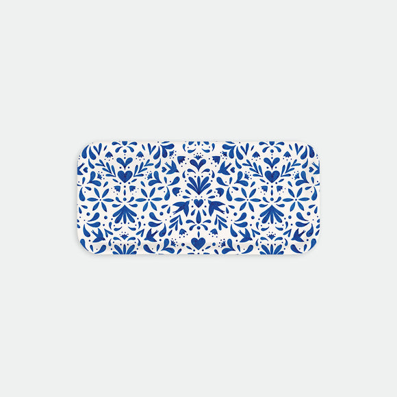 Blue Swallows Coffee Tray by All the Ways to Say in birch wood with blue swallow pattern, made in Sweden, dishwasher safe and food contact approved