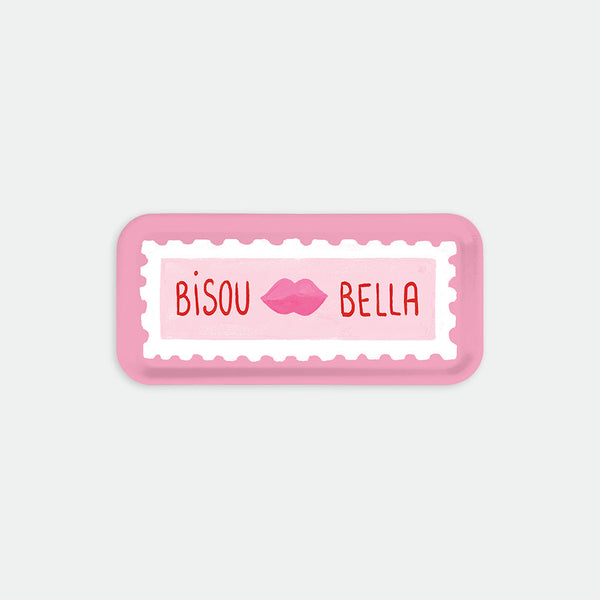 Bisou Bella Coffee Tray by All the Ways to Say in birch wood with playful kiss design, made in Sweden, dishwasher safe and food contact approved