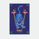 A mystical set of two blue tiger head enamel pins connected by two gold chains, displayed on a dark blue card with a tiger illustration.