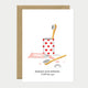 A romantic watercolor greeting card by All The Ways To Say featuring two toothbrushes in a heart-patterned cup and a tube of toothpaste with the text "MORNING AFTER MORNING.. I still love you."