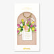 A stylish gold enamel keychain by All The Ways To Say featuring a white bag with a rosé bottle and tulips, inscribed with "it's a great day to drink rosay."