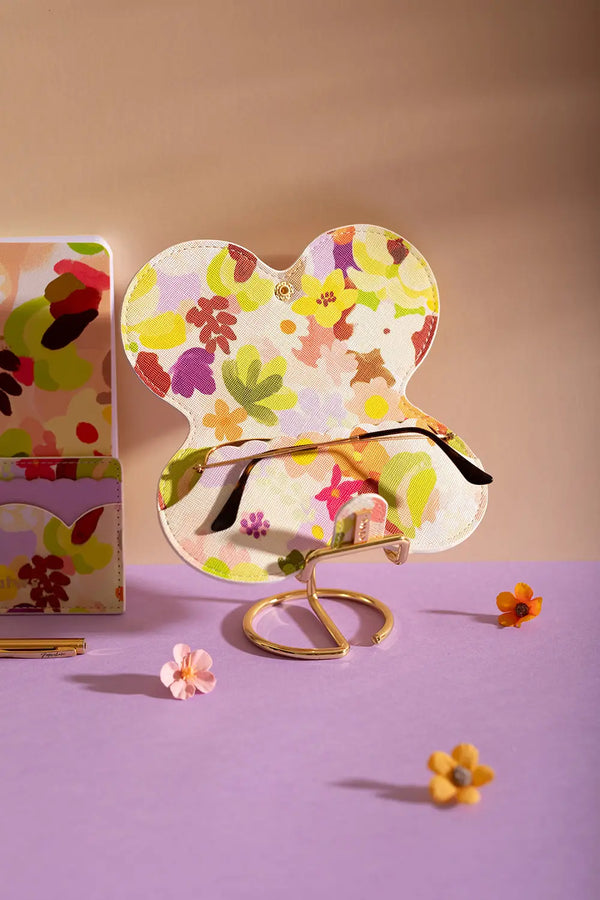 Spring Sweets Clip Case - Inside view of the open floral glasses case showing its unique flower shape and the glasses inside.