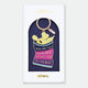 Enamel and metal keychain shaped like a bag of potato chips, navy and pink with text reading "You are the crunchiest potato chip in the bag," gold-tone ring and "ATWS" charm
