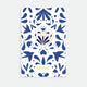 Blue Heart enamel pin by All the Ways to Say featuring gold-plated blue and white heart design on illustrated floral pattern background with swallows.