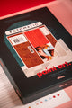 Fotomatic paint by numbers box: vintage photo booth with a red curtain and a dachshund in a pink sweater