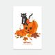 Ghosts enamel pin set by All the Ways to Say featuring two white and gold ghost pins on illustrated pumpkin and black cat Halloween background.