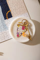 As much as pizza Keychain - Top view of the pizza slice illustration with a vintage key on marble.