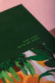 The art of not going out Hardcover Notebook A5 - Detail of the green quote "And stay with my pack".