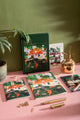 LIFE WITH PETS & PLANTS - Collection: a complete set of notebooks and a green journal styled with a gold water mister.