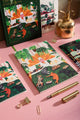 LIFE WITH PETS & PLANTS - Collection: close-up detail of A5 notebooks featuring illustrations of cats, dogs, and indoor plants.