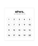 Sheet of numbered stickers